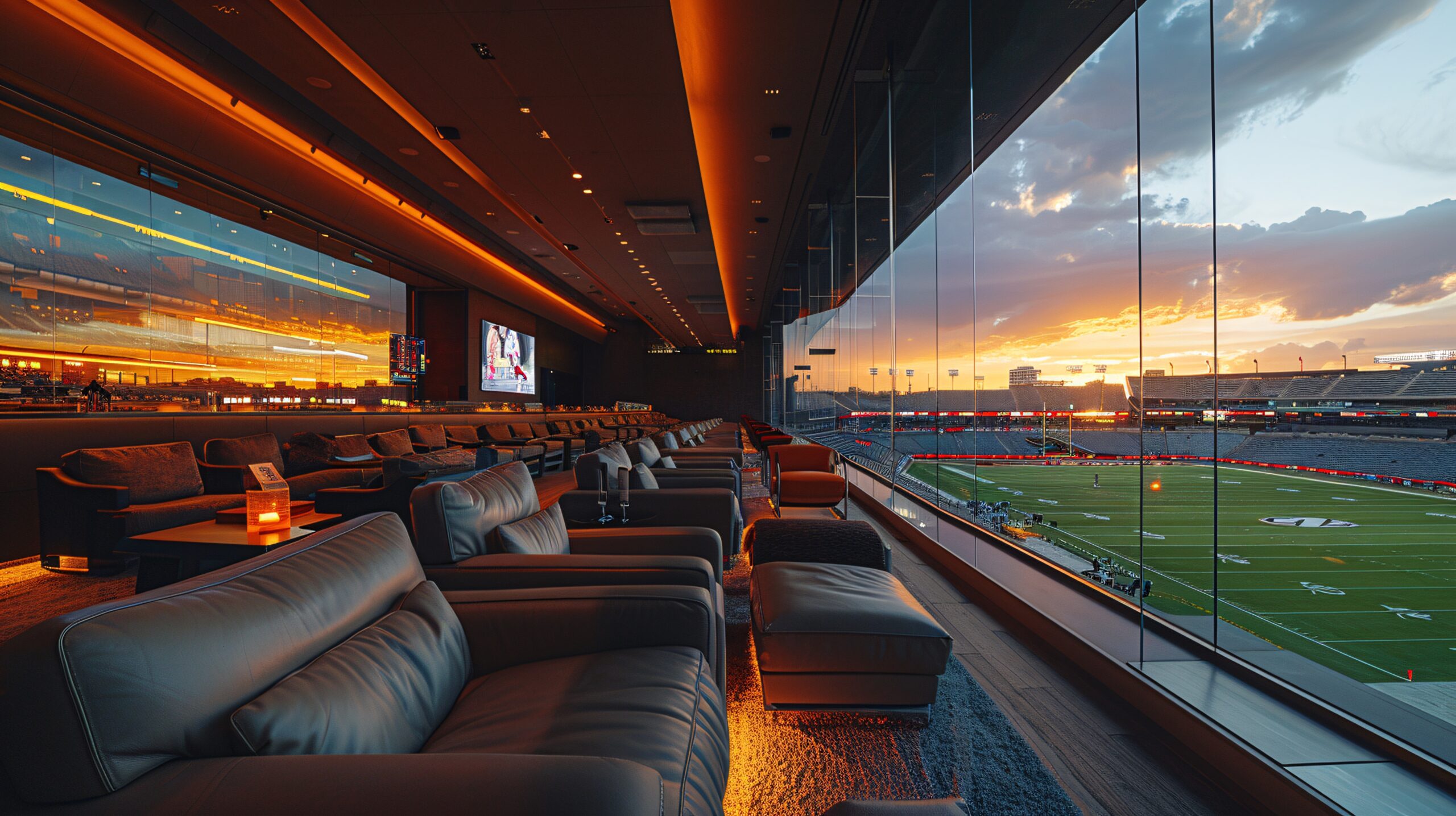 Empty VIP Section Overlooking Football Stadium